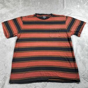 Loser Machine Shirt Mens XL Orange Black Striped Pocket Skateboarding Colorful